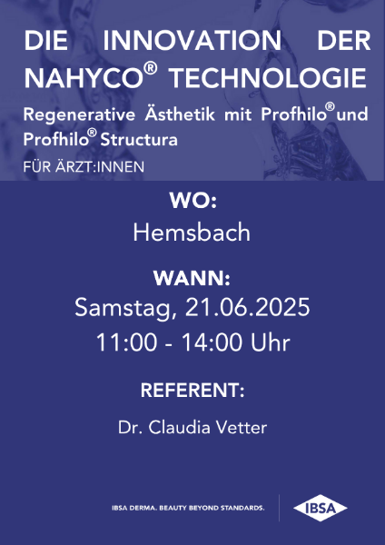 Bild von BEENDET 21.06.2025 » Hemsbach/  Die Innovation der NAHYCO Technologie – Regenerative Ästhetik mit Profhilo Structura