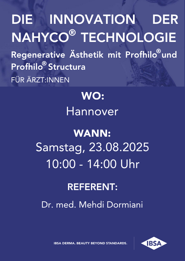 Bild von ABGESAGT 23.08.2025 » Hannover /  Die Innovation der NAHYCO Technologie – Regenerative Ästhetik mit Profhilo Structura