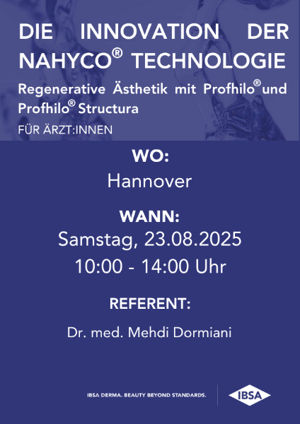 Bild von ABGESAGT 23.08.2025 » Hannover /  Die Innovation der NAHYCO Technologie – Regenerative Ästhetik mit Profhilo Structura