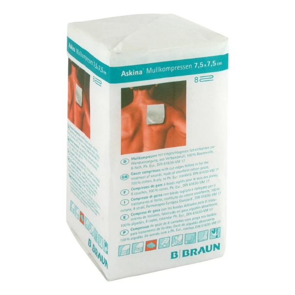 Bild von Askina Mullkompressen 7,5x7,5 Cm Unsteril 8fach (100 stk)