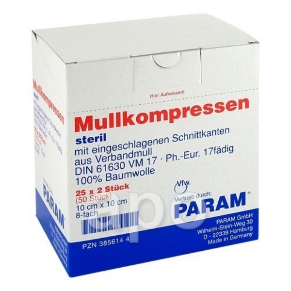 Bild von Mullkompressen 10x10 Cm Steril 8fach (25x2 stk)